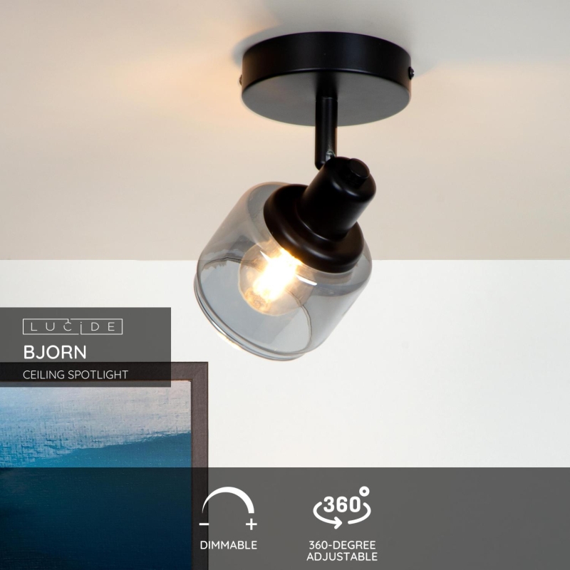 Lucide BJORN - Stropné bodové svietidlo - 1xE14 - Čierne